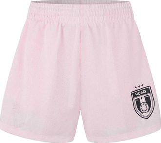 HUGO BOSS Hugo Mannen Nila B Game Day Zijstreep Voetbalkorte Broek (Pastelroze)