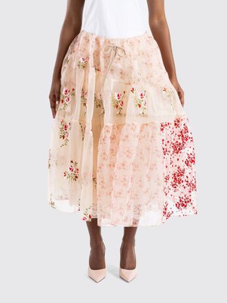 Simone Rocha Gonna midi a ruota in cr&ecirc;pe con stampa floreale e coulisse