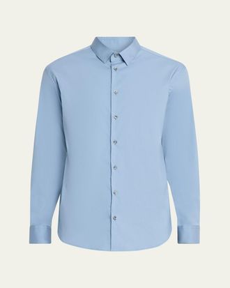 Giorgio Armani Mens Cotton-Blend Poplin Button-Front Shirt