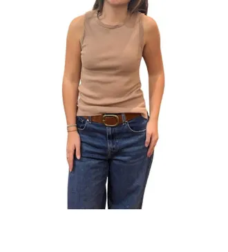 True Grit Rowan Rib Sleeveless Tee In Brown