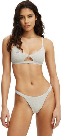 Cotton On Womens Branded Cotton Knot Front Bralette in Grey Marle at Nordstrom, Size Medium