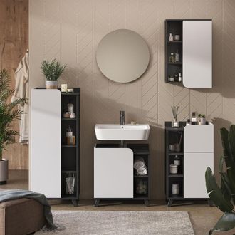 Vicco Conjunto De Muebles De Ba&ntilde;o Karen, Antracita/blanco, 5 Partes