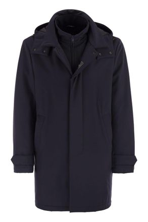 Fay Mens Morning Coat Travel In Jersey Stretch - Dark Blue Nylon - Size X-Large