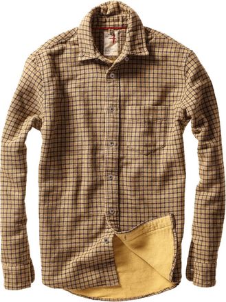 Relwen Mens Plaid Chamois Lined Flannel Shirt In Gold Tweed Guncheck