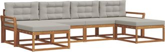 vidaXL Conjunto De Sof&aacute;s De Exterior 6 Uds. Gris Natural Y Claro Vidaxl