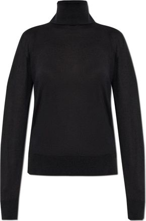 Jil Sander Golf met wollen afwerking - Dames - Coltruien - Zwart - L - Wol - Truien & Vesten