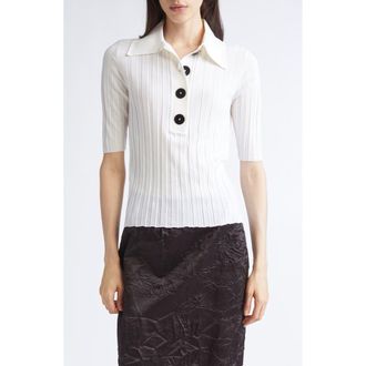 Nackiyé Sugarman Rib Wool Polo Sweater in Kaimak at Nordstrom, Size Medium