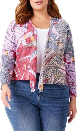 Nic+Zoe Mosaic Floral Convertible Cardigan in Pink Multi at Nordstrom, Size 1X