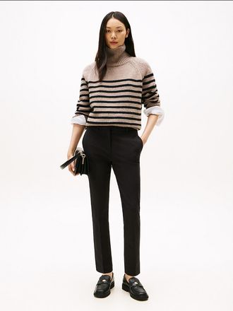 Tommy Hilfiger Womens Stretch-Gabardine Slim Ankle Pant - Black - 14