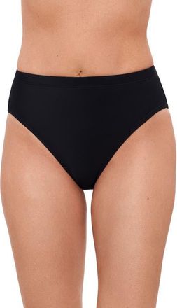 Aqua Green Mid Rise Tummy Control Brief Swimsuit Bottom in Black at Nordstrom, Size X-Large