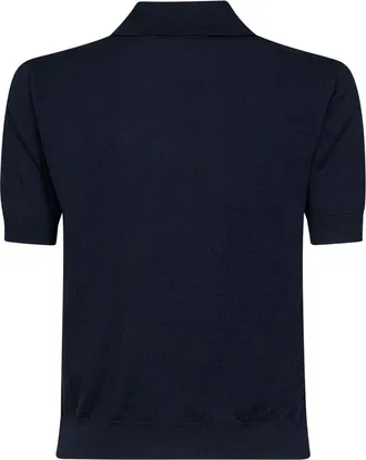 Max Mara Womens Polo Shirt Smmpomposa Blue Knit Cotton Tops