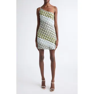 Missoni Metallic Jacquard One-Shoulder Minidress in Green Multi at Nordstrom, Size 46
