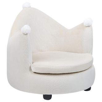Beliani Silla Tapizado De Terciopelo Dise&ntilde;o Sill&oacute;n En Forma De Corona Afelpado Muebles Para Ni&ntilde;os Beige Vega