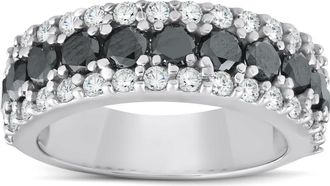 Pompeii3 1 5/8ct Black & White Diamond Womens Wedding Anniverary Ring 14K Size Selectable