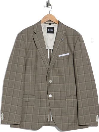 BOSS Hutson Slim Fit Plaid Sport Coat in Medium Green at Nordstrom Rack, Size 44