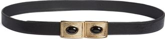 Raina Large Stone Buckle Leather Belt in Black at Nordstrom