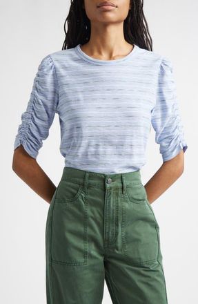 Veronica Beard Waldorf Puff Sleeve T-Shirt in Ice Blue Multi at Nordstrom, Size X-Large