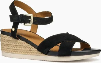 Geox Womens D Ischia Corda Womens Wedge Sandals - Black - Size: 7.5