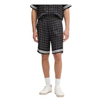 Karl Lagerfeld Korte Broeken, Heren, Zwart, S, Polyester, Viscose Shorts met Patroon