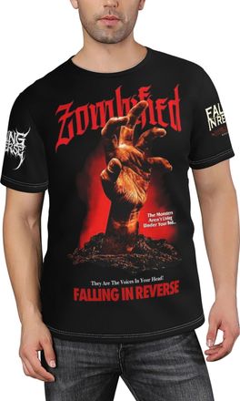 Generic Mens in Reverse Rock Band Falling Classic T-Shirt Multi-Pattern Prints Crew Neck Short-Sleeve Unlock New Summer Streetwear Styles Casual Multicoloured