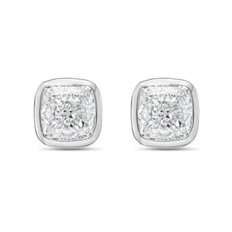 Diana M. Jewels 14KT WHITE GOLD LAB GROWN CUSHION CUT STUDS IN A BEZEL SETTING WEIGHING 1.50 CTS TW