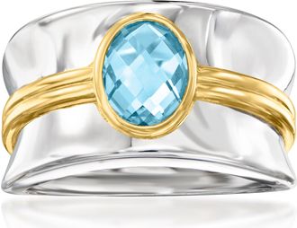 Ross-Simons Swiss Blue Topaz Ring in Sterling Silver and 18kt Gold Over Sterling