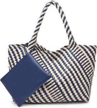 Moda Luxe Solana - Mixed Material Tote in Navy Ivory at Nordstrom