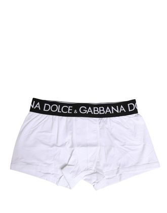 Dolce & Gabbana White Cotton Logo Waistband Boxer Shorts Womens Underwear