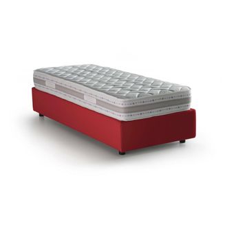 Dmora Cama Individual Dmaiell, Cama Contenedor Con Revestimiento De Tela, 100% Made In Italy, Apertura Frontal, Con Colch&oacute;n 80x200 Cm Incluido, Rojo - Dmora
