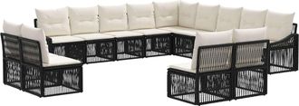 vidaXL Conjunto De Sof&aacute;s De Jard&iacute;n 13 Uds. Negro Rat&aacute;n Sint&eacute;tico Vidaxl