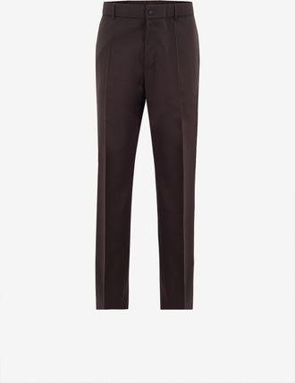 Moncler Gerade Wolltwill-Hose mit Leder-Logopatch