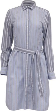 Brooks Brothers Striped Midi Shirt Dress in Blue Cotton