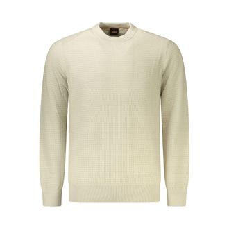 HUGO BOSS Mens Crew Neck Knit Sweater 50483653 - Ivory Cotton - Size 2XL