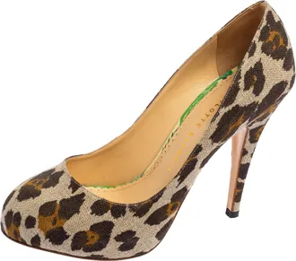 Charlotte Olympia Tricolor Animal Print Canvas Platform Pumps