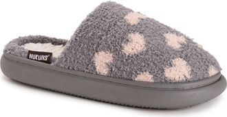 Muk Luks Cori Faux Shearling Scuff Slipper in Grey/Pink Hearts at Nordstrom Rack, Size X-Large