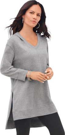 Roaman's French Terry Tunic Hoodie in Medium Heather Grey at Nordstrom, Size 16