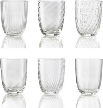 NasonMoretti Idra Set de 6 Copas de Vino, Texturas Variadas