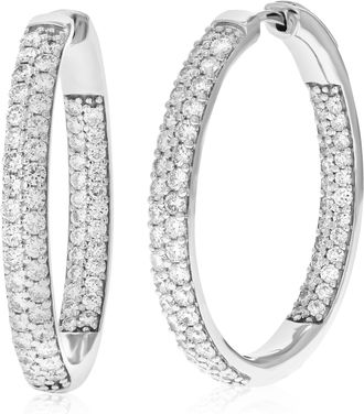 Vir Jewels 3 cttw Round Lab Grown Diamond Hoop Earrings.925 Sterling Silver Prong Set 1 1/4 Inch