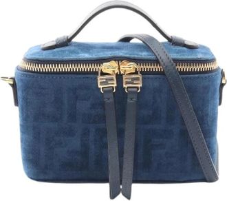 Fendi Pre-owned Vanity FF Flocked Denim 2way Handbag - Dames - Vintage Handtas - Blauw - ONE Size - Denim - Vintage