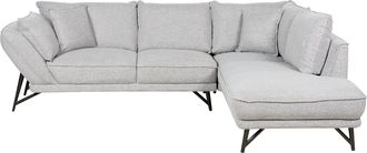 Beliani Beliani - Sof&aacute; Esquinero Moderno Izquierdo Tapizado Respaldo Decorativo Tela De Lino Patas De Metal 2 Cojines Gris Claro Elga