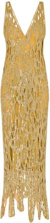 Moschino sequin-embellished sleeveless maxi dress - women - Elastane/Polyester - 42 - Gold