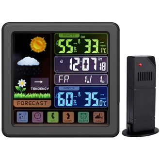 OEM Estaci&oacute;n Meteorol&oacute;gica Radiocontrolada Con Sensor Exterior, Pantalla A Color De 6,1 Pulgadas, Term&oacute;metro Digital Interior/exterior, Medidor De Humedad