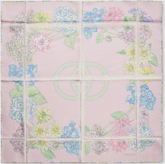 Gucci Printed Silk Twill Carr&eacute;, Pink, Silk