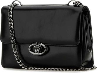 Valentino Garavani Womens Black Leather Medium Vlogo Shoulder Bag Nero Borse A Tracolla