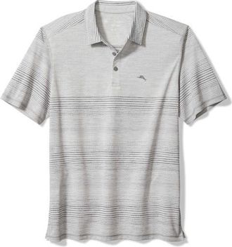 Tommy Bahama Sea Island Stripe IslandZone Performance Polo in Grey Thunder at Nordstrom, Size X-Large