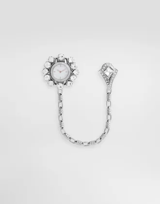 Dolce & Gabbana Watch Brooch With Rhinestones - Man Bijoux Silver Metal Onesize