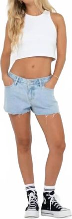 Rusty Malta Low Rise Denim Short In Sky Blue Heather