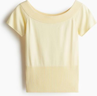 H&M Schulterfreies Shirt - Hellgelb