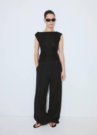 Mango Top asimmetrico ricami floreali nero - Donna - XS - MANGO