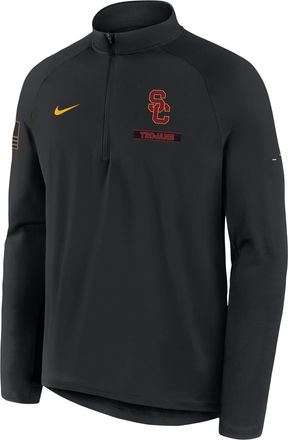 Nike USC 2026 Military Appreciation Stride Nike Mens Dri-FIT College 1/2-Zip Long-Sleeve Top in Black | 04V100ASCJ-9UW